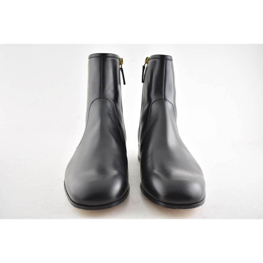 Gucci Mens Bonny Black Leather White Red Web Logo Chelsea Zipper Boots G 8 9 - Picture 4 of 12